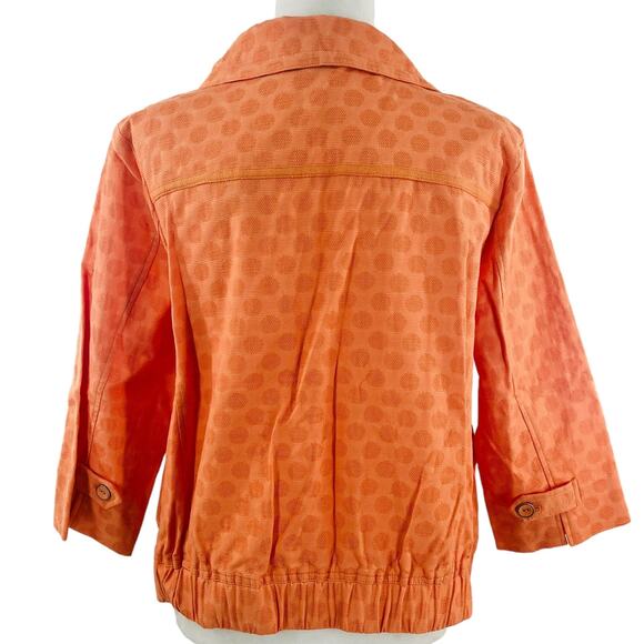 Laura Ashley Orange Polka Dot 3/4 Sleeve Cotton Colorful Zip Jacket Plus 14 - Picture 2 of 13